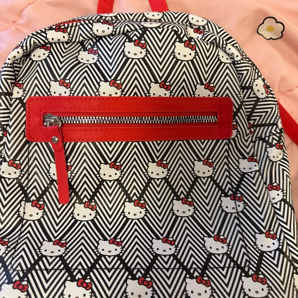 Hello Kitty Black and White Backpack with Red Accents